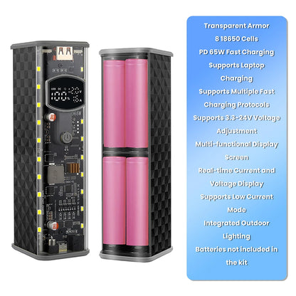 PD65W 45W Super Fast Charging DIY Power Bank Case Weld-Free 8-Cell 18650 Battery Storage Box Daul USB Type C Output