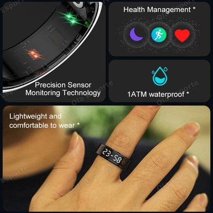 New R11 Smart Ring Men Women LED Display Screen Heart Rate Blood Oxygen Monitoring Waterproof Multi Sports Modes Smartrings 2025