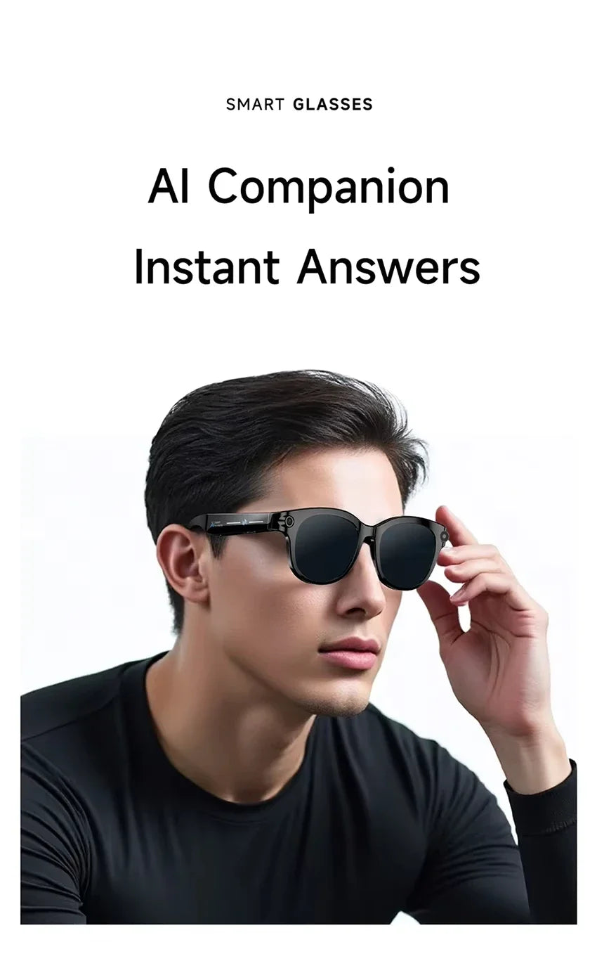 Lenovo AI Smart Sunglasses 8K HD 1600W Dual Camera Real Time Translation Bluetooth Calling Audio Video Music Playback Glasses
