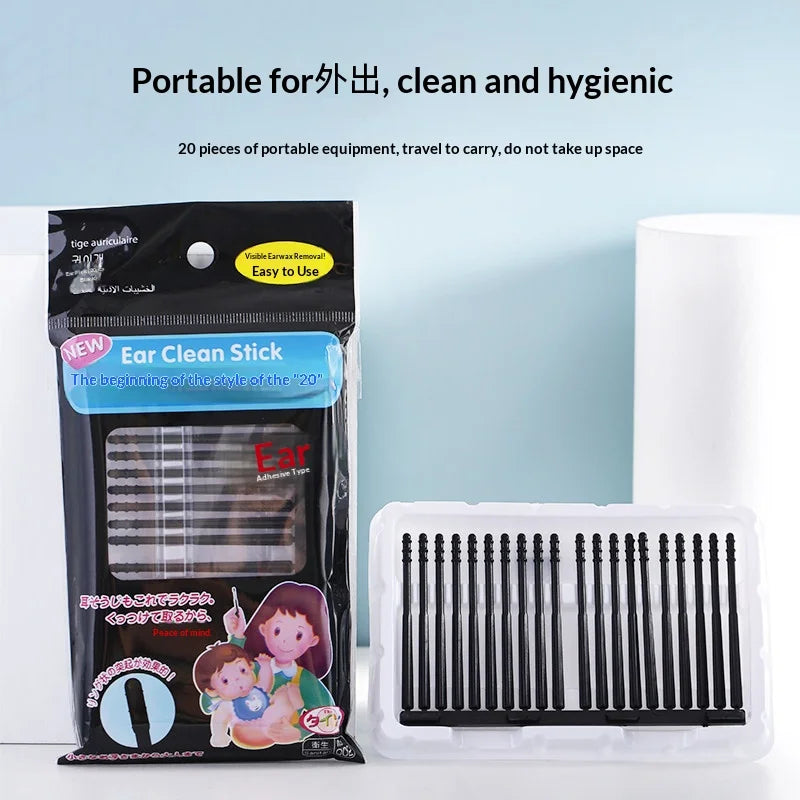 20/40/80PCS Soft Sticky Ear Wax Removal Sticks Adhesive Ear Pick Gentle Ear Cleaning Tool for Adults Kids Ear Care