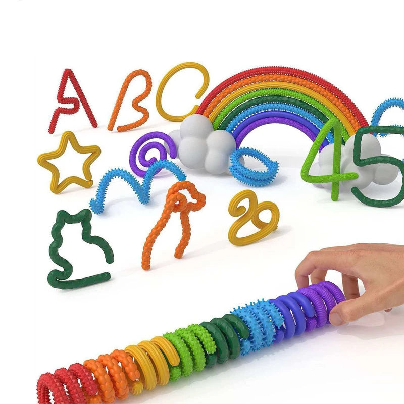 8PCS Textured Flexible Sensory Fidget Sticks Stress Anxiety Relief Toys ADHD Quiet Calming Down Gifts For Teens Boys Girls