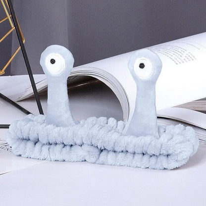 Cute Coral Fleece Cartoon Snail Headband Make up Elastic Face Wash Hairband Skin Care Spa Hairband Women Girl