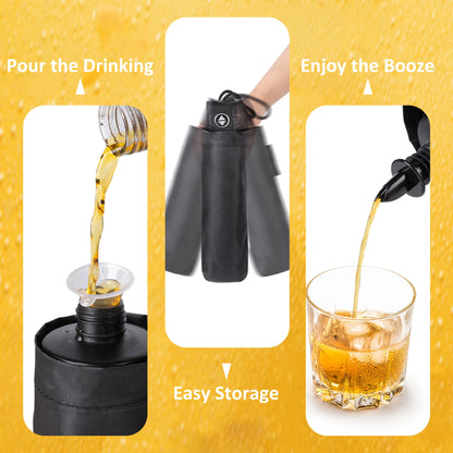 Umbrella Flask 2 Pack (28 oz Total) Hidden Flasks for Liquor for Women Cruise Alcohol Smuggling Kit For Concert Sports Events