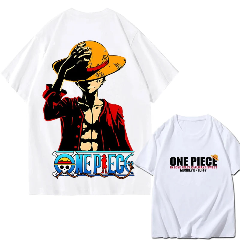 2026 New ONE PIECE Zoro Luffy Gear 5 Printed Short-sleeved Cotton T-shirt Summer Tide Pure Cotton Unisex Clothing