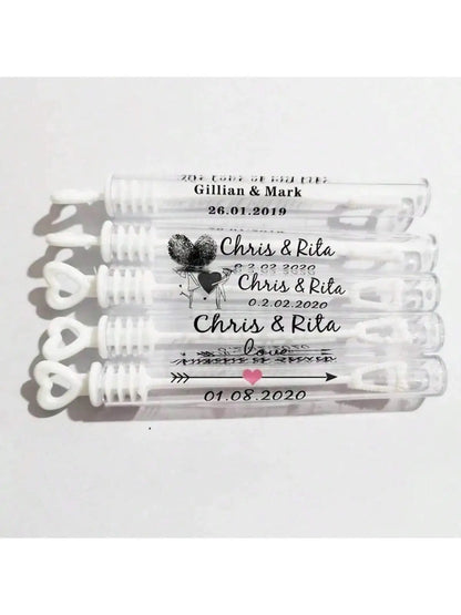 100 Wedding Bubble Tags Bubble Stick Transparent Tags, Wedding Stickers, Transparent Tags, Custom Names and Dates