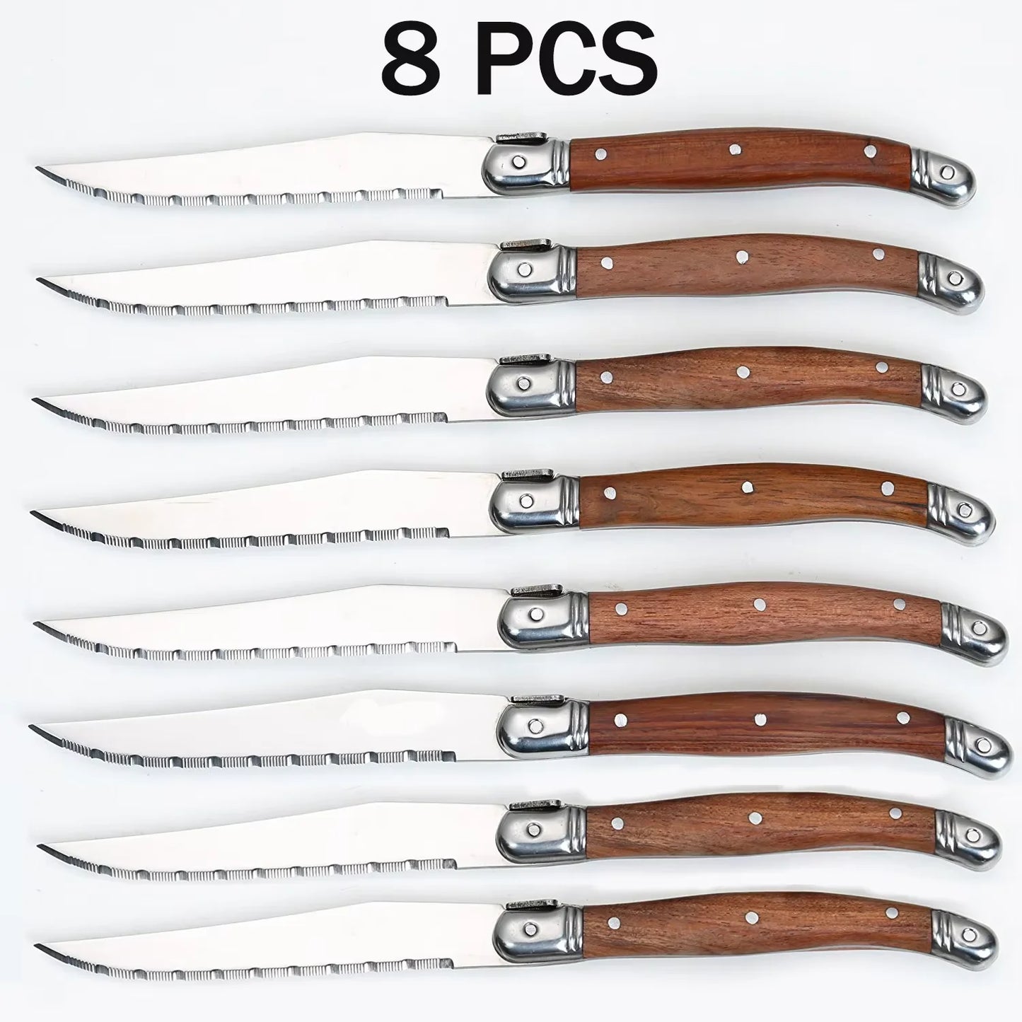4/6/8P Serrated Steak Knives Set Dinner Knife Cutlery Imitation Steel Table Knife Sharp Handle Cutlery Knife Kitchen Tableware
