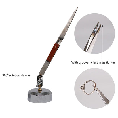 Yasumai CrossLock Tweezers with 360 Degree Rotating Base Soldering Auxiliary Clamp DIY Jewelry Making Tools