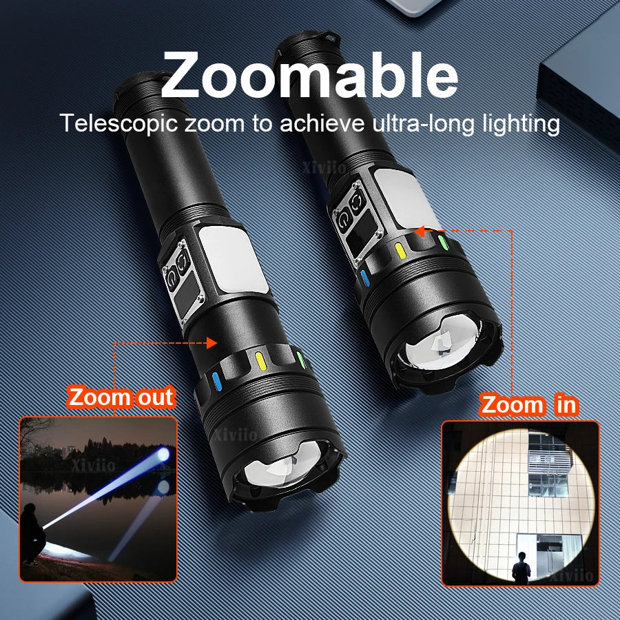 NEW 89000000LM Ultra Bright LED Flashlight Most Powerful Torch Light Rechargeable Portable Lamp With Magnet  For Camping Lantern