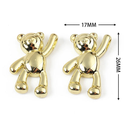 10PCS/lot DIY Cute Cartoon Teddy Bear Pendant Jewelry Accessories Wholesale Alloy Spray Paint Simple Multicolor Jewelry Material