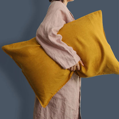 100% French Linen Soft Breathable Pillow Covers Decorative Square Throw Pillow Covers for Bed Couch Sofa Envelope Closure