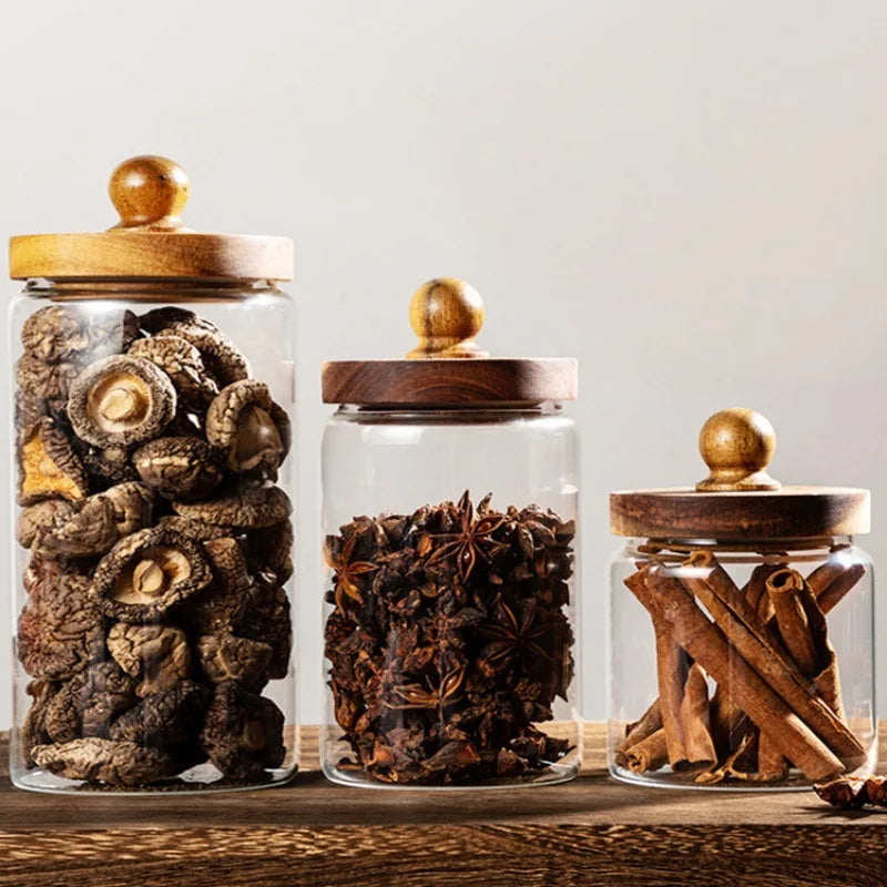 Kitchen Glass Storage Jar Multi-purpose Transparent Glass Sealed Jar Household Moisture-proof Grains Coffee Bean Storage Tank