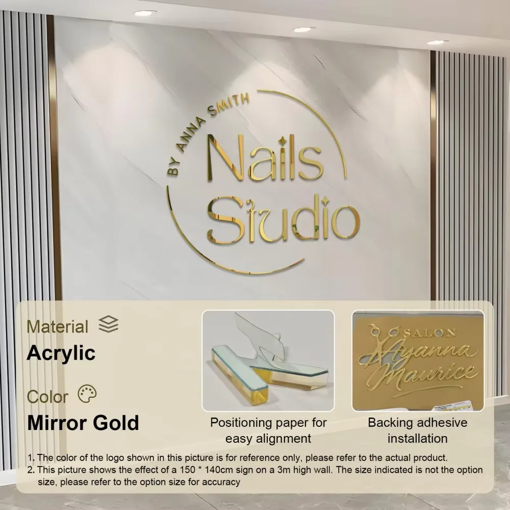 Customized 3D Business Logo Sign Laser Cut Acrylic Logo Wall Mounted Name Sign Beauty Salon/Office/Shop/Home/Dental/SPA Decor