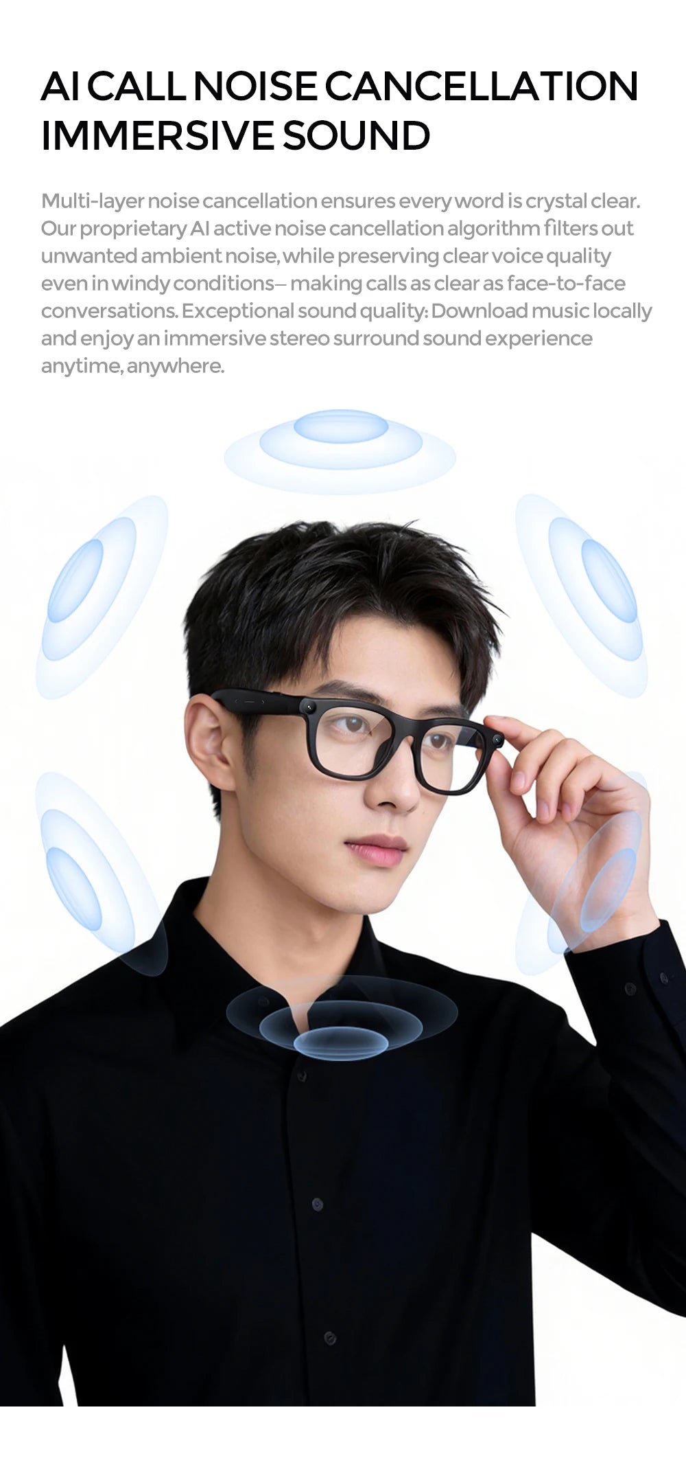 2026 800W 4K HD Camera Smart AI Glasses Recording Videos Photo Recognition Al Voice Translation Bluetooth Call Recording
