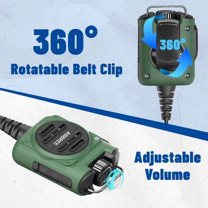 ABBREE AR-158 Rechargeable Walkie Talkie Microphone Speaker Adjust Volume PTT For Baofeng UV-5R Mini for Quansheng UV-K1 (8) K5