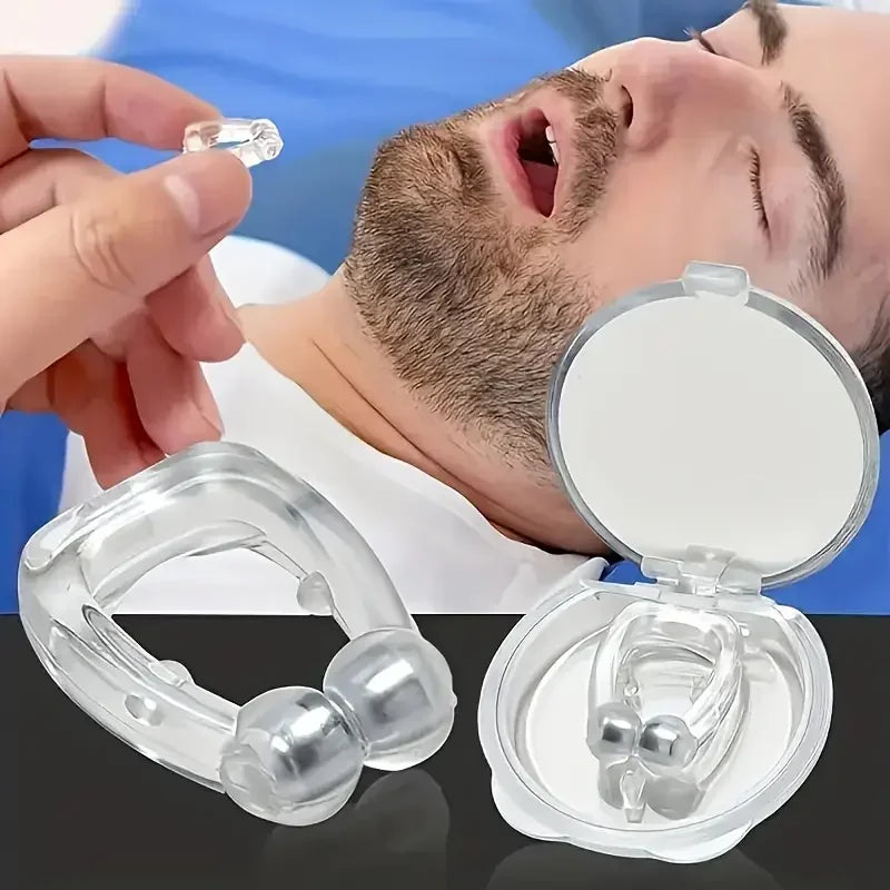 Magnetic Anti Snoring Nose Clip Silicone Snore Stopper Sleep Aid Apnea Corrector Guard with Case for Men Women Vent Blocker Clip
