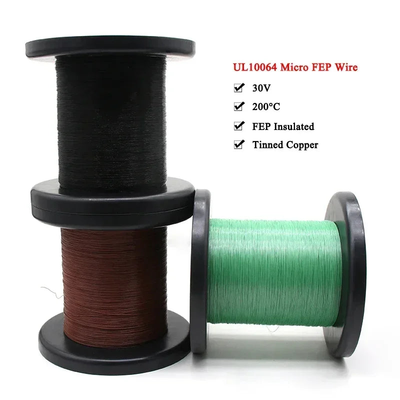 32AWG UL10064 PTFE Wires 5/10/20/30/40/50/100/200/500m Ultra Fine Micro Litz FEP Insulation Tinned Copper Wire for Soldering