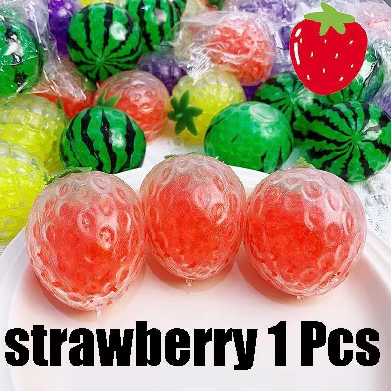 Fruit Shaped Squeeze Ball Toy Water Bead Fidget Sensory Stress Relief Gadget for Adults Dough Ball Fidget Toys Anxiety Relief