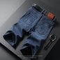 2026 Summer Thin Men's Jeans Shorts Cotton Straight Casual Baggy Knee Pants Trendy Work Cargo Bermuda Mid-Length Denim Jorts Man