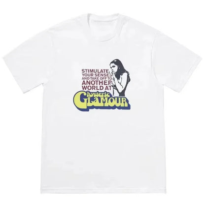 2026 Hysteric Glamour Women's T-shirt American Retro Tee Street Culture Tide Men Tshirt NicheTrend Short Sleeve Women's Clothing
