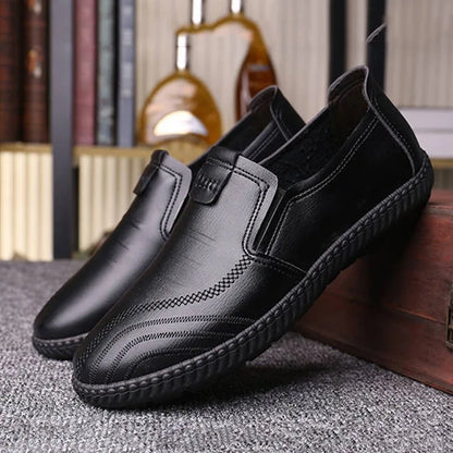 Mens PU Leather Loafers Non Slip Walking Flats Breathable Outdoor Slip on Casual Shoes for Male Work Office Driving Sneakers2