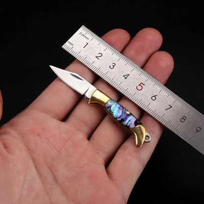 MINI Shell Brass Folding Knife Pocket Keychain Portable Resin Steel Knives Survival EDC Tool Cutter Peeler Hunting Gift