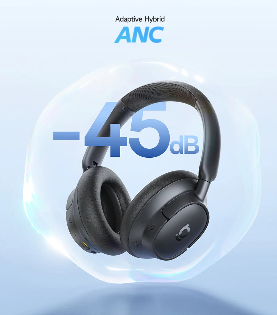 Słuchawki bezprzewodowe Baseus EH10 NC ANC 45 dB, adaptacyjna hybrydowa redukcja szumów, słuchawki Hi-Res LDAC, Bluetooth 6.0, 80 godz.