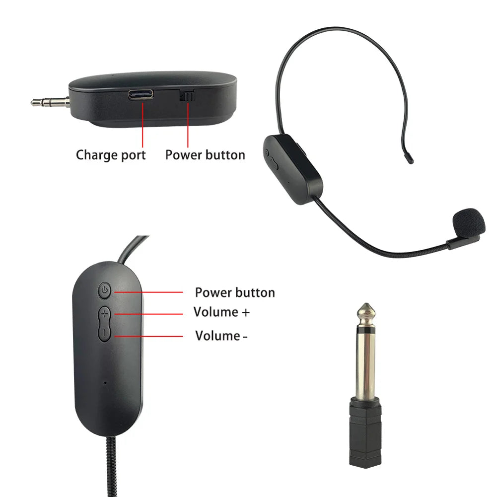 2.4G Head-mounted  Wireless Microphone Set For Bluetooth-compatible Audio Stage Performance Teaching Tour Amplification Device