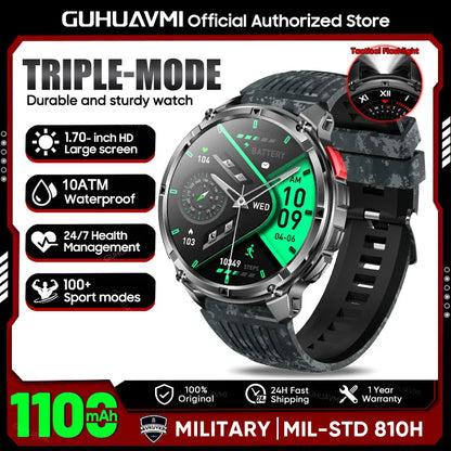 2026 New T-REX3 1100mAh Battery SmartWatch 10ATM Waterproof Compass Altitude HD Bluetooth call Sports Flashlight Smart Watch Men