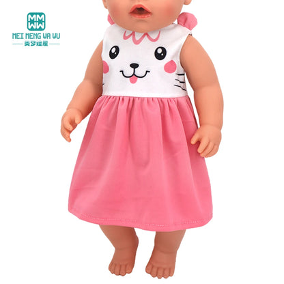 Fits 17-18inch American Doll and New Born Doll Clothes Fashion Dresses, Hooded Jumpsuit, Cardigan Strap Skirts Toys Gifts