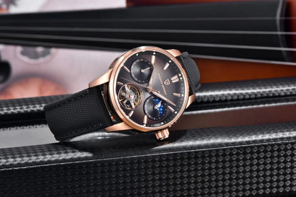 PAGANI DESIGN Men Watches Automatic Mechanical Watch Tourbillon Clock Genuine Leather Waterproof Watch Military Wristwatch Man ﻿