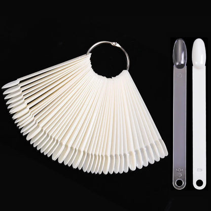 50Pcs Oval Fan-Shaped Swatch Sticks with round Tips for Nail Art Gel Polish Display And Organization