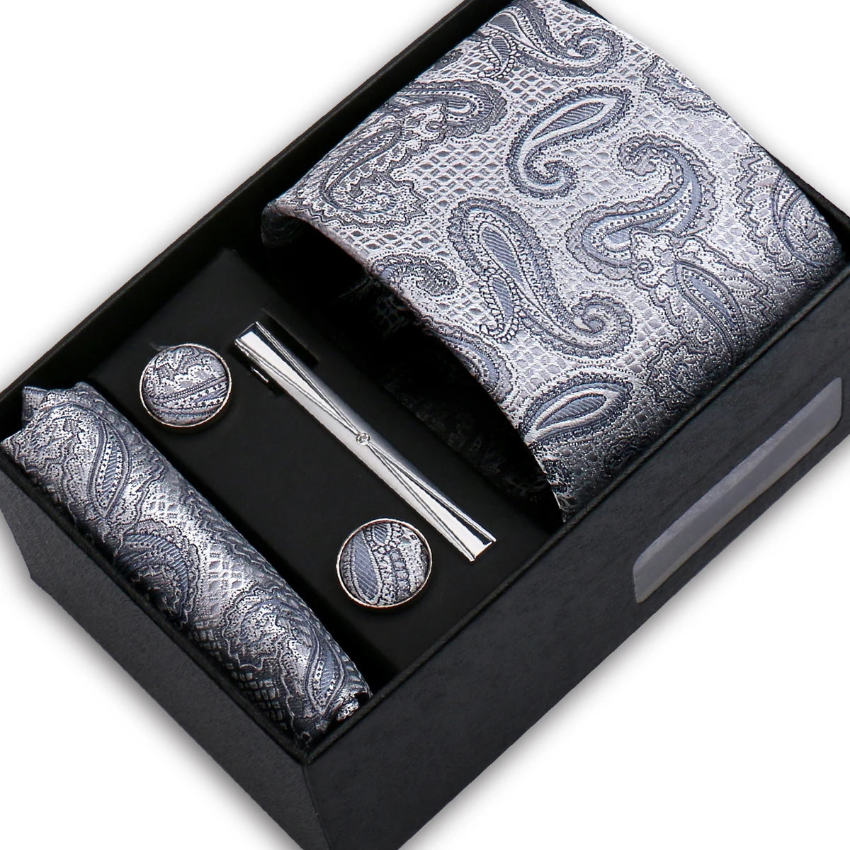 Classic Mens Tie Set Paisley Hanky Cufflinks In Gift Box Jacquard Woven Neckties Set For Men Formal Wedding Fashion Accessories