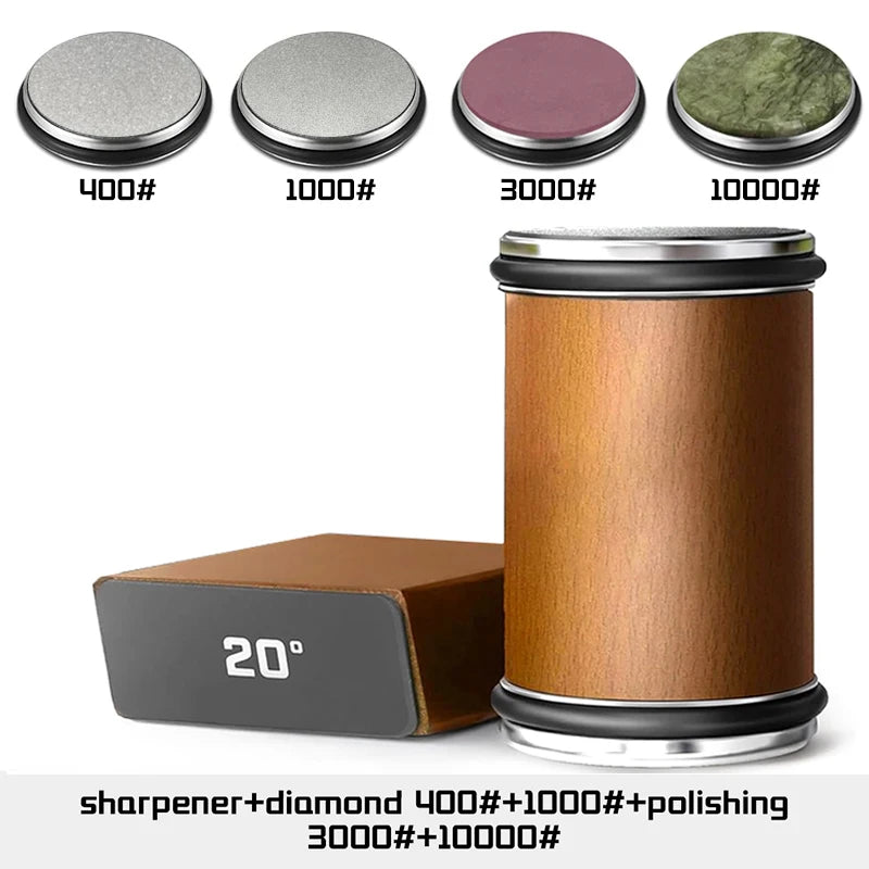 Niiruo Rolling Knife Sharpener Kit Double Sided Diamond Sharpening 15/20° Degree Magnetic Angle For Kitchen Knives Whetstone Set