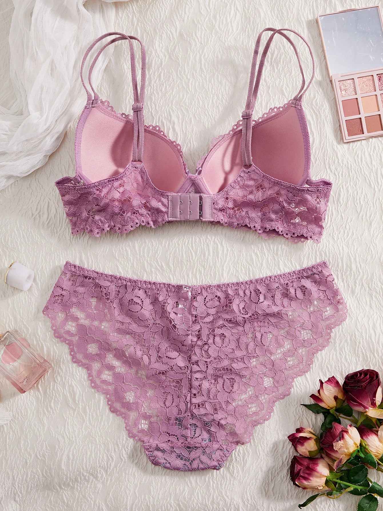 6-Piece Set Women's Underwear Set Sexy Patterned Lace Patchwork No Lining Comfortable Fitting Women's Push-Up Bra Sexy Lingerie