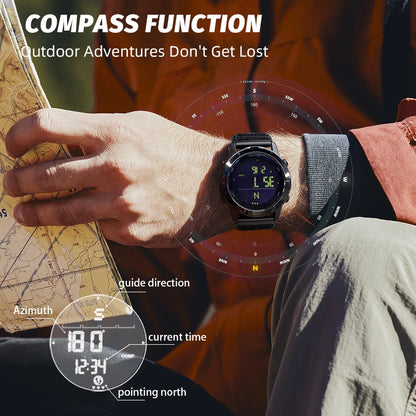 NORTH EDGE 2026 LITECORE Men's Digital Watch Sports Super Light Outdoor Compass Pedometer Waterproof 50M Electronics Wristwatch