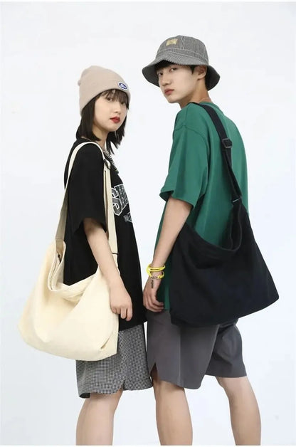 Retro Canvas Shoulder Bag Large Capacity Multi-purpose Messenger Bag Travel Tote Bag Woman Men
