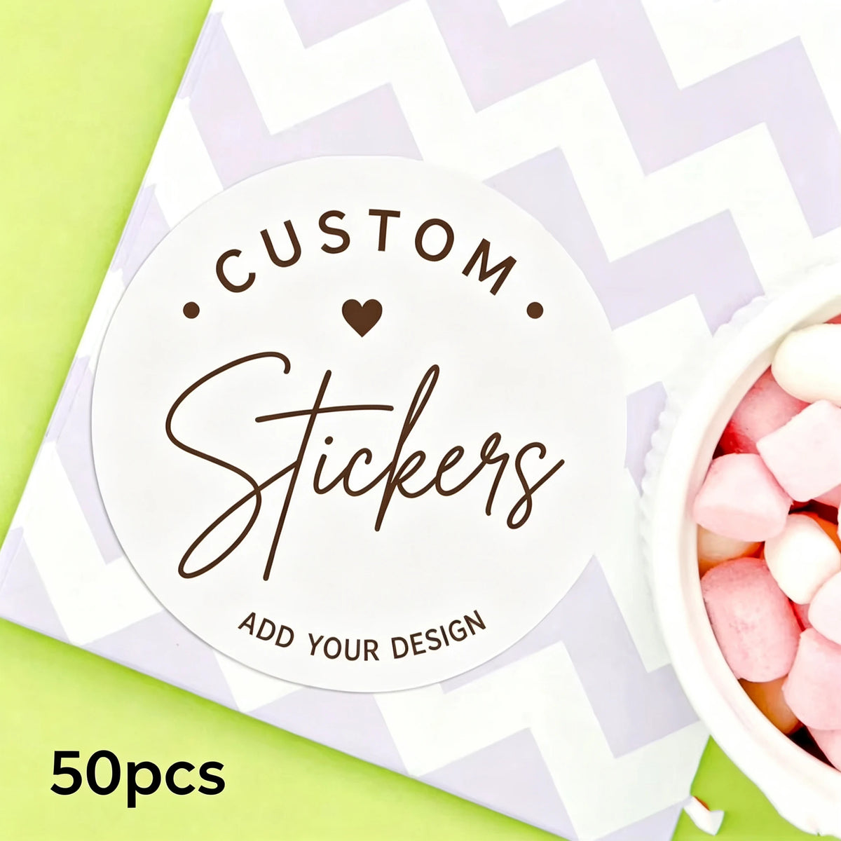 1/50/100PCS Custom Round Waterproof Stickers with Personalized Text & Images for Brand Logo, Product Packaging & Cans Labels