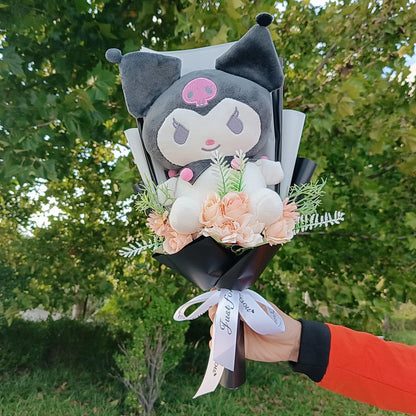 Anime Hello Kitty Cartoon Plush Bouquet Rose Flowers  Soft Plush Doll Home Wedding Decoration Christmas Valentine's Day Gift