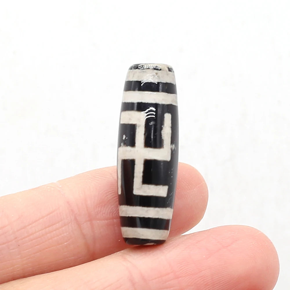 Natural Stone Bead Tibetans Divination Pattern Natural Agates Loose Bead for Women Making DIY Jewerly Necklace Gift 12x30mm