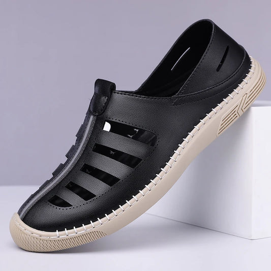 Men's Hollow Out Loafers, Summer Comfort Soft Sole Slip-On Casual Shoes, Anti-Slip Breathable Clog Sandals-HT619