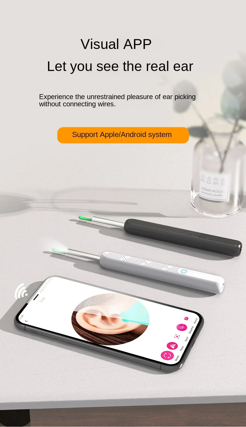 Visual Ear Wax Cleaner with Camera Safe Earwax Removal Endoscope with 5M Camera Luminous Otoscope Ear Cleaning Tools Ear Care