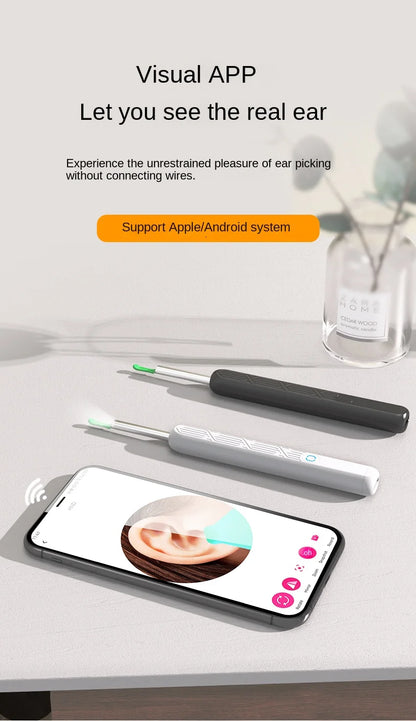 Visual Ear Wax Cleaner with Camera Safe Earwax Removal Endoscope with 5M Camera Luminous Otoscope Ear Cleaning Tools Ear Care
