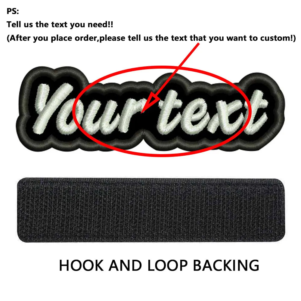 Custom Colorful Irregular Shape Embroidered Name Patch, Personalized Text Badge with Iron-On backing and Hook&Loop Backing