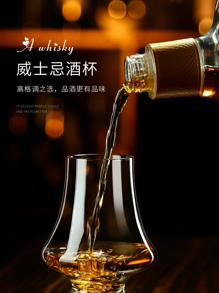 Crystal Whiskey Glass Handmade Tulip Design Big Belly Cognac Tasting Cup For Scotch Bourbon Barware Home Bar Gift Set