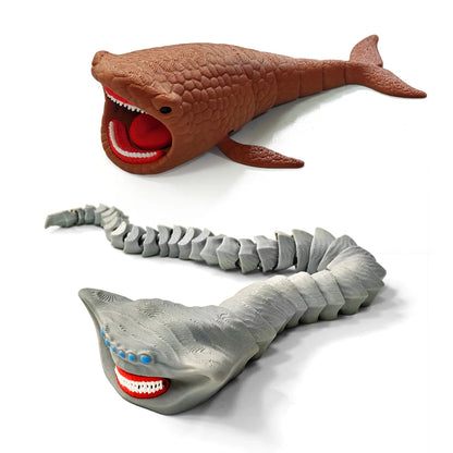 Bloop Sea Monster 3D Printed Flexible Articulated Fidget Toy – Sea Eater Deep Sea Creature Collectible Stress Relief Desk Toy