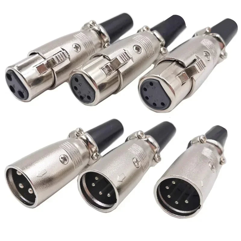 5/20Pcs Japan Style 3/4/5 Pin XLR Male XLR Female Converter  XLR Microphone Audio Cable Metal Cannon Plug Connector Amplifier