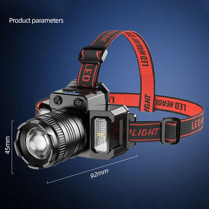 Super Bright T51 LED Sensor Headlamp USB C Rechargeable Headlight Led Head Torch With built-in battery Camping Fishing Lantern