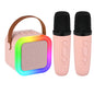 Kids Adult Karaoke Machine Portable Bluetooth Speaker with 2 Microphones RGB Light Voice Changer for Party Gift