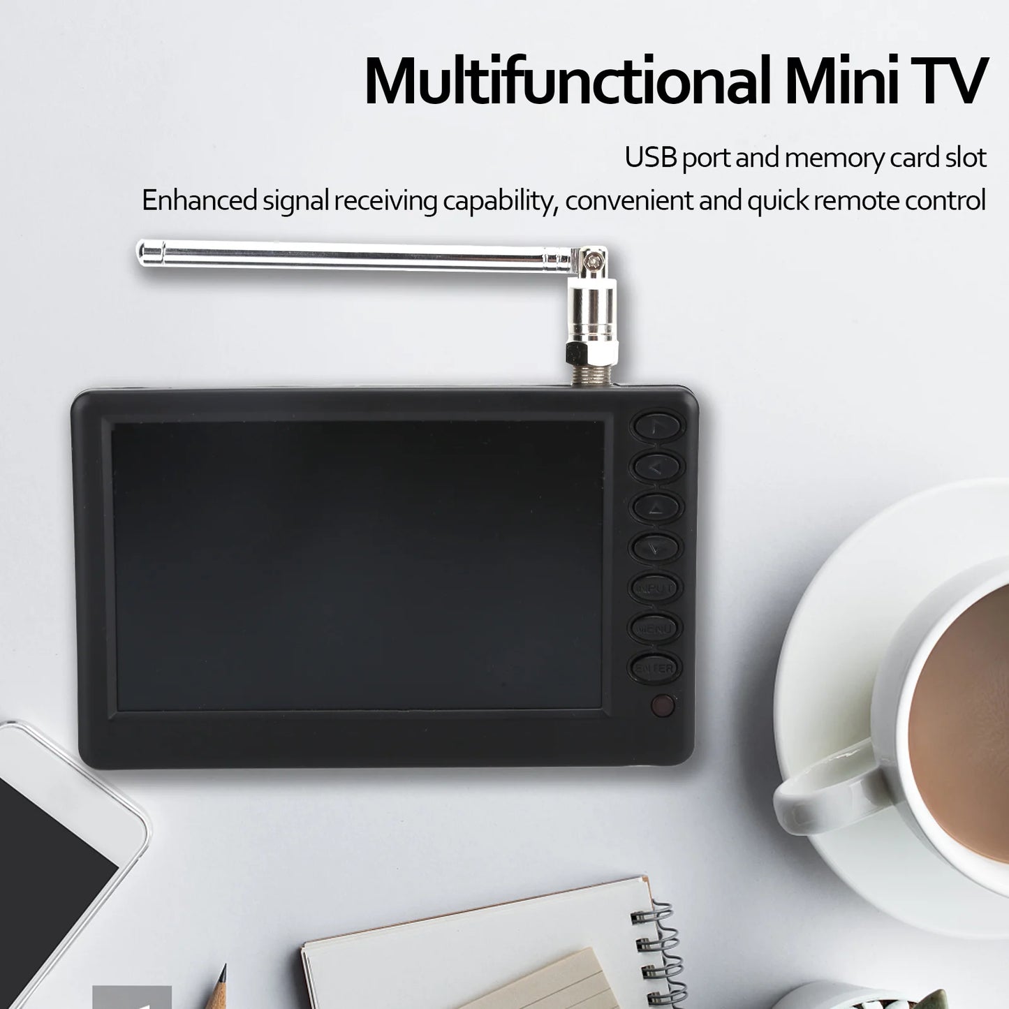 LEADSTAR 5 Inch Digital Television Portable Digital TV for Car Camping Kitchen 110‑ Mini TV Portable Digital TV Portable TV