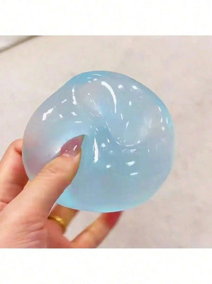 Moldable Slow Rebound Blue Coconut Oil Handmade Squeezing Ball, 6cm Round Malt Stress Relief Squeeze Toy